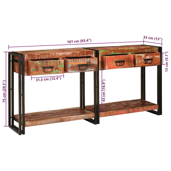 Konsolentische mit Regal, 2er-Set