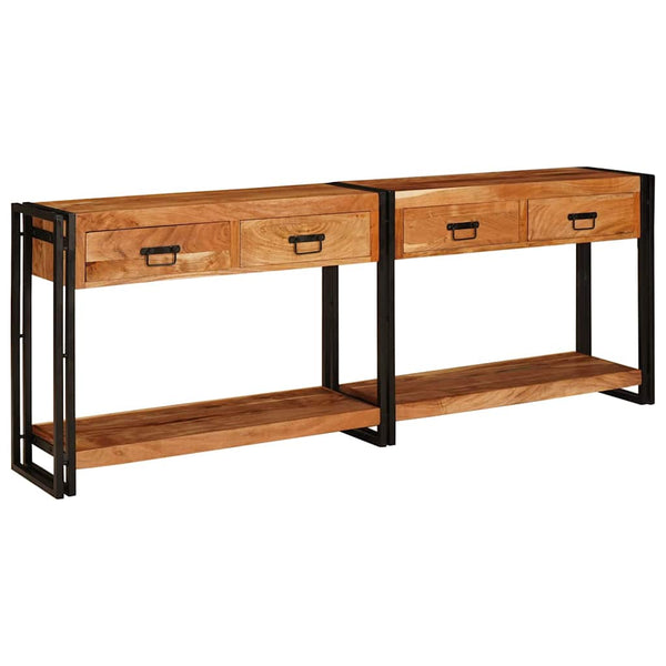 Massivholz Konsolentische 2er-Set, Braun, 200 cm