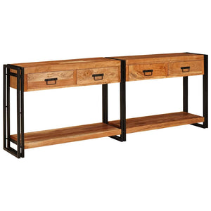 Massivholz Konsolentische 2er-Set, Braun, 200 cm