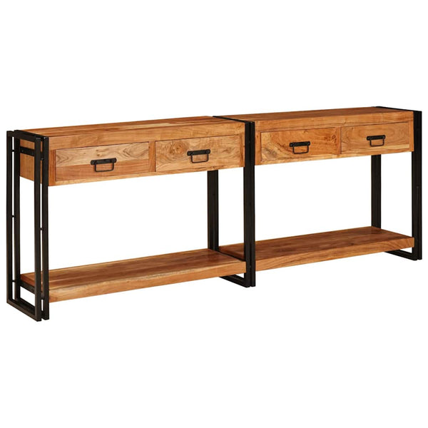 Massivholz Konsolentische 2er-Set, Braun, 200 cm