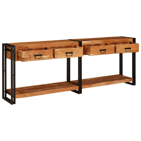 Massivholz Konsolentische 2er-Set, Braun, 200 cm