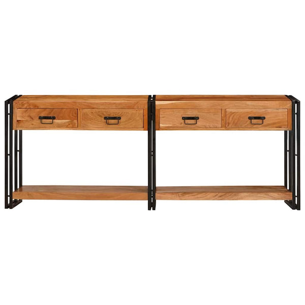 Massivholz Konsolentische 2er-Set, Braun, 200 cm