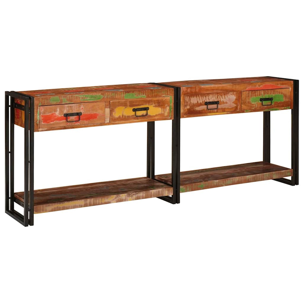 Mehrfarbige Konsolentische aus Massivholz, 2er-Set