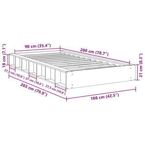 Massivholzbett Eiche 90x200 cm
