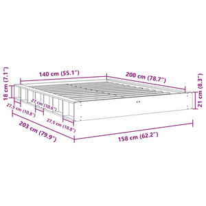 Massivholzbett Eiche 140x200 cm ohne Matratze