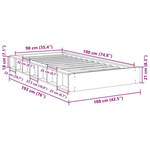 Massivholzbett 90x190 cm Eiche ohne Matratze