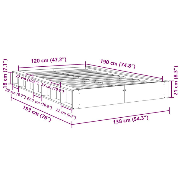 Massivholzbett 120x190 cm Eiche ohne Matratze