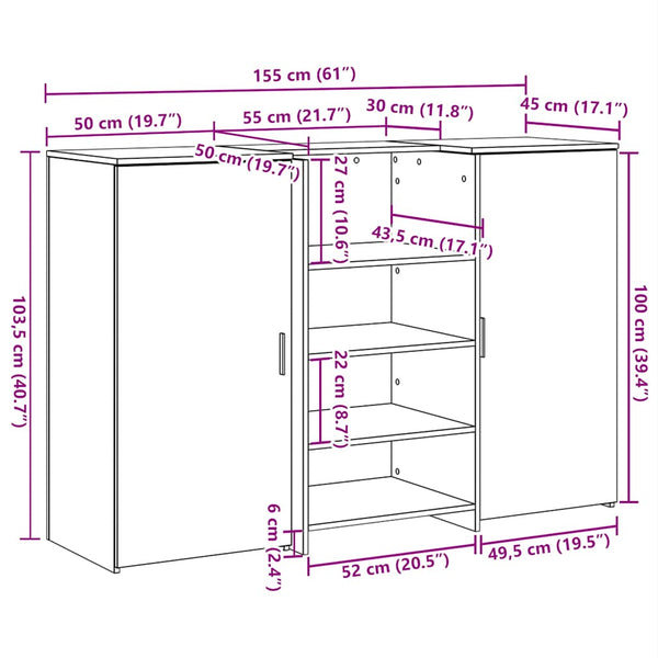 Empfangstheke Artisan Eiche 155 cm
