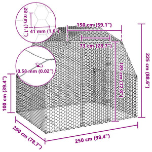 Verzinkter Hühnerstall 2,5x2x2,25 m