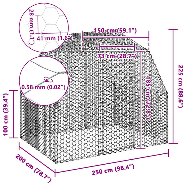 Verzinkter Hühnerstall 2,5x2x2,25 m