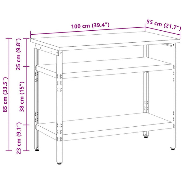 Werkbank Grau 100x55x85cm