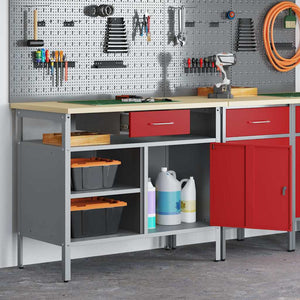 Werkbank mit Schubladen, Regal – 100x55x85cm
