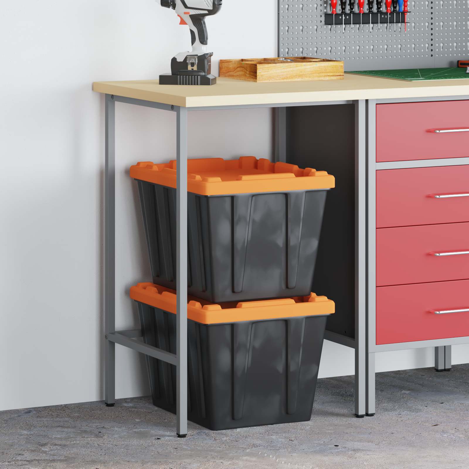 Grauer Ecktisch 55x55 cm Stahl/Holz