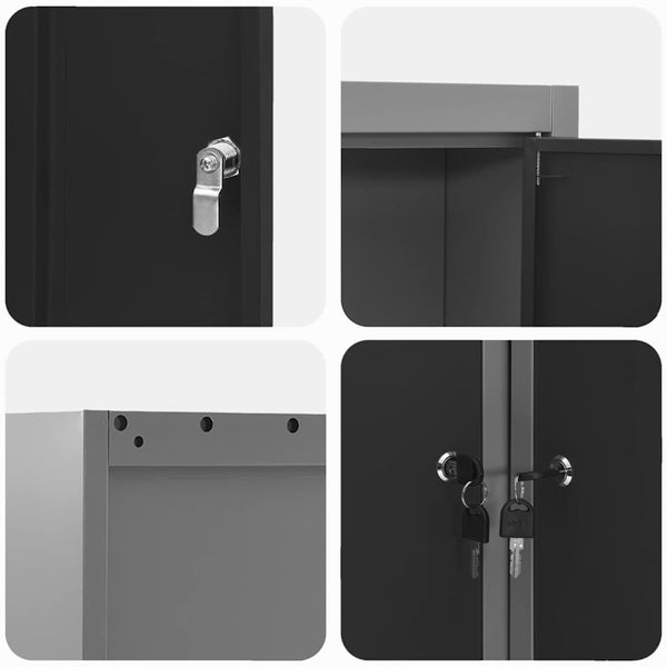 Werkzeugschrank mit Regal, Schwarz/Grau, 55 cm