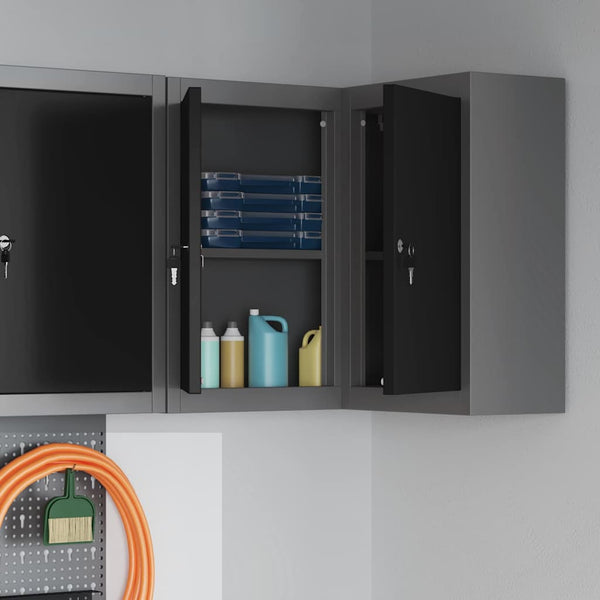 Werkzeugschrank mit Regal, Schwarz/Grau, 55 cm