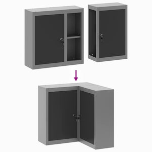 Werkzeugschrank mit Regal, Schwarz/Grau, 55 cm