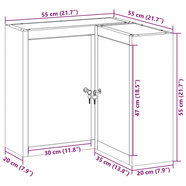 Werkzeugschrank mit Regal, Schwarz/Grau, 55 cm