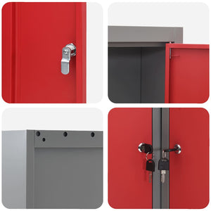 Werkzeugschrank mit Regal Rot/Grau 55x55x55cm