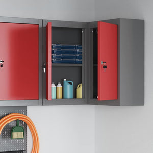 Werkzeugschrank mit Regal Rot/Grau 55x55x55cm