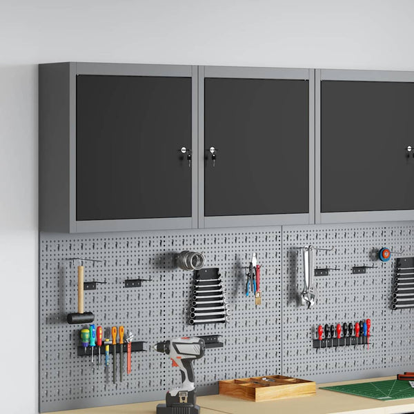 Werkzeugschrank mit Regal, Schwarz/Grau, 50 cm