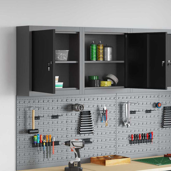 Werkzeugschrank mit Regal, Schwarz/Grau, 50 cm