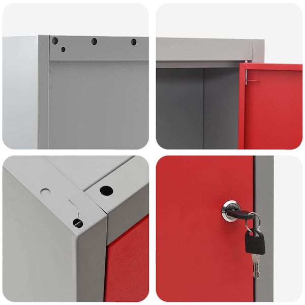 Werkzeugschrank mit Regal, Rot/Grau, 50x55 cm