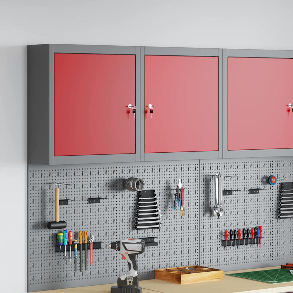 Werkzeugschrank mit Regal, Rot/Grau, 50x55 cm