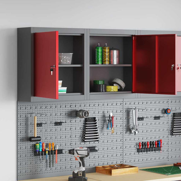 Werkzeugschrank mit Regal, Rot/Grau, 50x55 cm