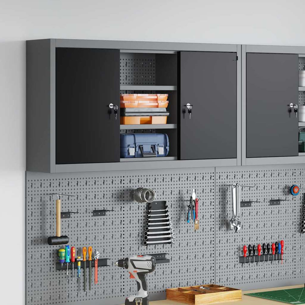 Werkzeugschrank mit Regal Schwarz/Grau 100x20x55cm