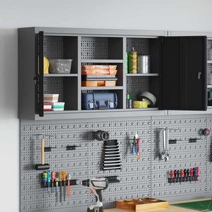 Werkzeugschrank mit Regal Schwarz/Grau 100x20x55cm