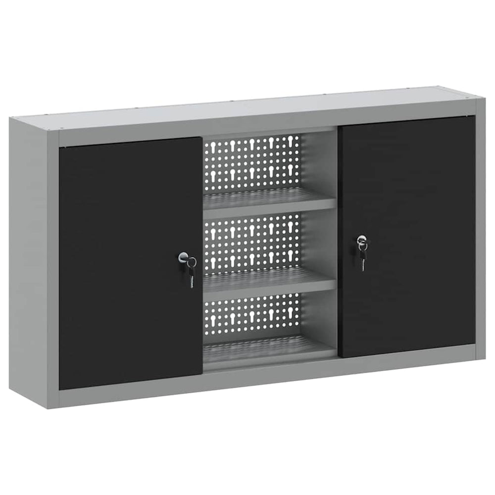 Werkzeugschrank mit Regal Schwarz/Grau 100x20x55cm