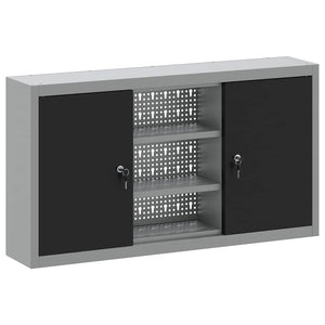 Werkzeugschrank mit Regal Schwarz/Grau 100x20x55cm