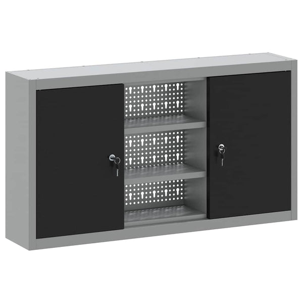 Werkzeugschrank mit Regal Schwarz/Grau 100x20x55cm