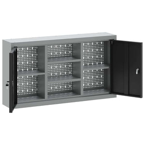 Werkzeugschrank mit Regal Schwarz/Grau 100x20x55cm