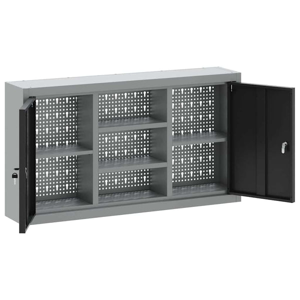 Werkzeugschrank mit Regal Schwarz/Grau 100x20x55cm