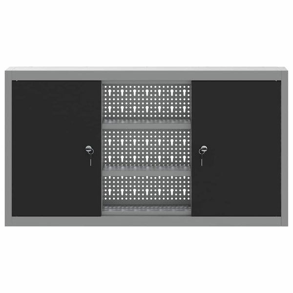 Werkzeugschrank mit Regal Schwarz/Grau 100x20x55cm