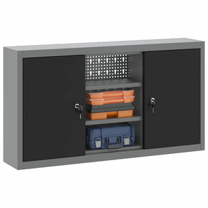 Werkzeugschrank mit Regal Schwarz/Grau 100x20x55cm