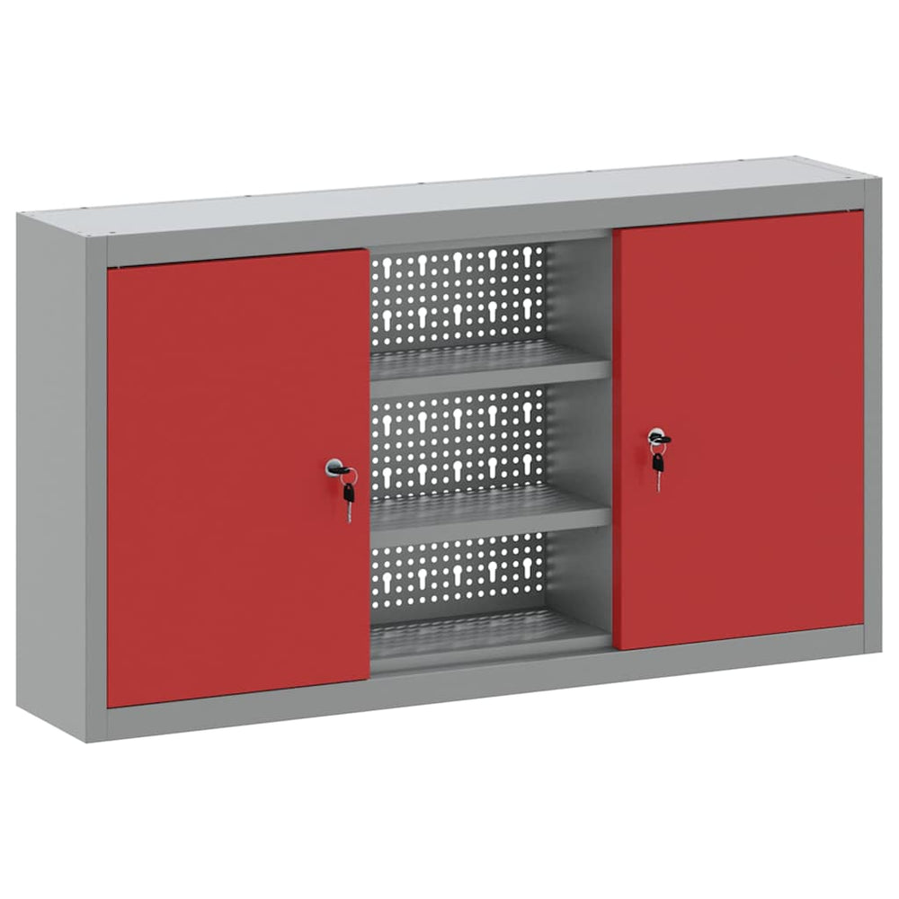 Werkzeugschrank mit Regal Rot/Grau 100x20x55cm