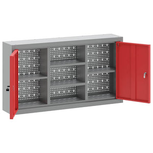 Werkzeugschrank mit Regal Rot/Grau 100x20x55cm