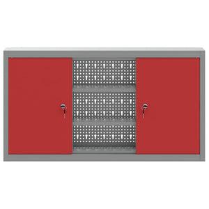 Werkzeugschrank mit Regal Rot/Grau 100x20x55cm