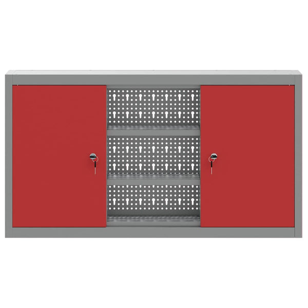 Werkzeugschrank mit Regal Rot/Grau 100x20x55cm