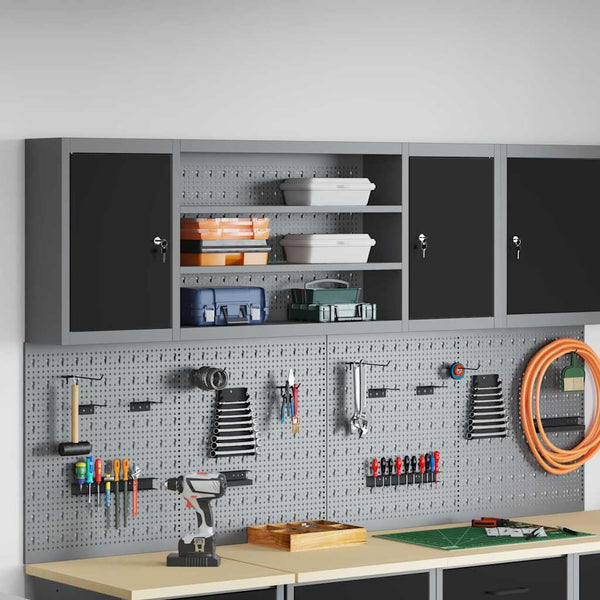Werkzeugschrank mit Regal, Schwarz/Grau, 150 cm