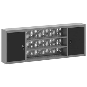 Werkzeugschrank mit Regal, Schwarz/Grau, 150 cm