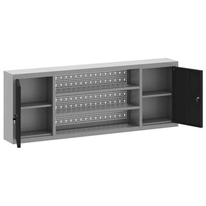 Werkzeugschrank mit Regal, Schwarz/Grau, 150 cm