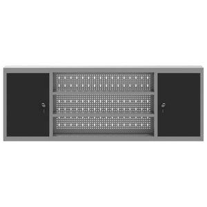 Werkzeugschrank mit Regal, Schwarz/Grau, 150 cm
