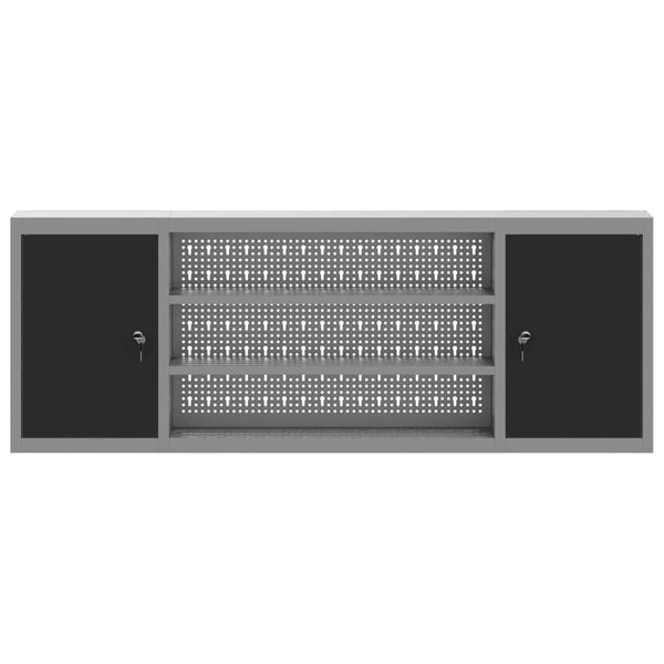 Werkzeugschrank mit Regal, Schwarz/Grau, 150 cm