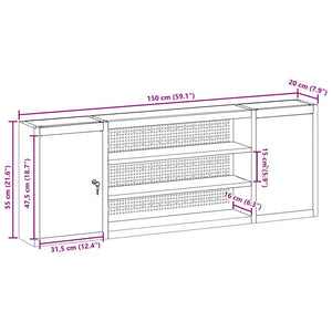 Werkzeugschrank mit Regal, Schwarz/Grau, 150 cm