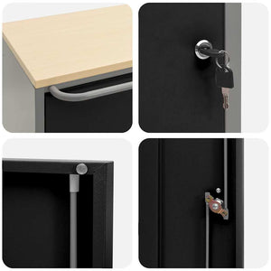 Werkbank mit Regal und Rad, Schwarz/Grau
