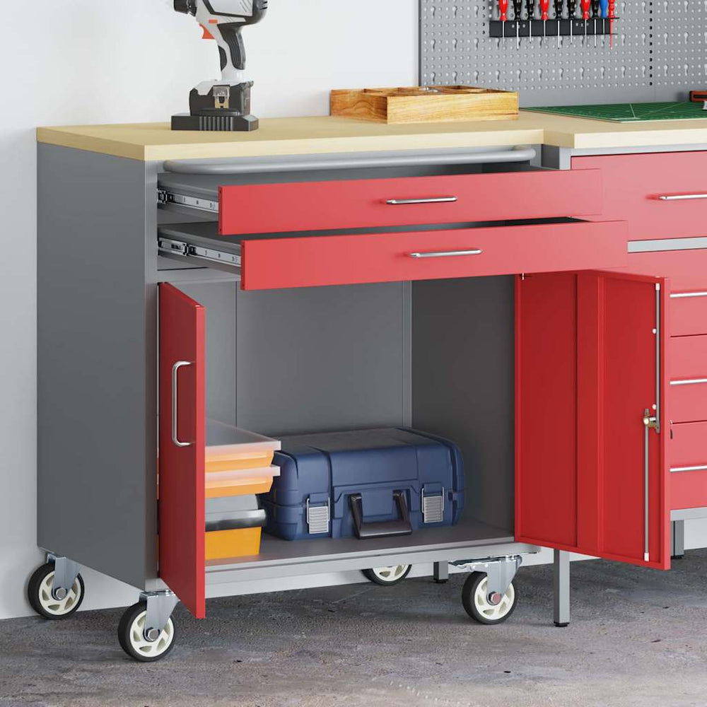 Werkbank Rot/Grau, 75x45x85 cm