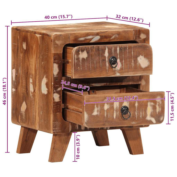 Nachttisch 2er Set Altholz 40x46cm